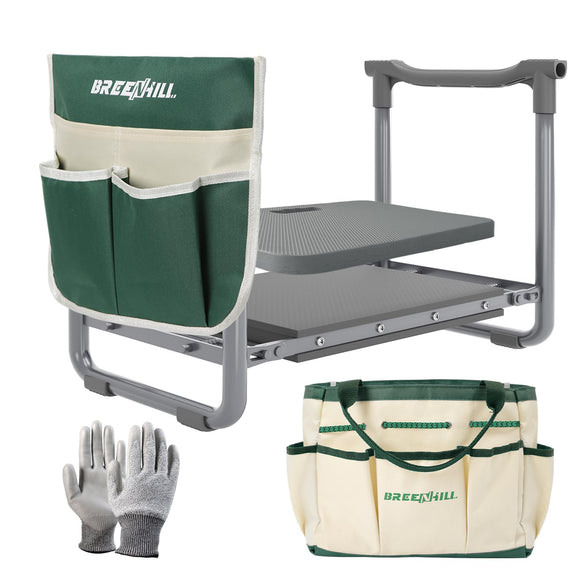 Gardening Seat for Seniors, Foldable Garden Stool, Portable Garden Bench for Kneeling and Sitting, with Kneeling Pad