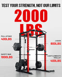 Goimu C1-V4 Power Cage, 2000LBS Squat Rack with LAT Pulldown, Multi-Function Weight Cage Strength Training Machine, Workout Cage with More Attachments (C1-SE RD)