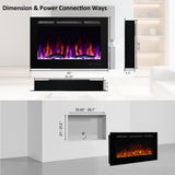 Dreamflame Electric Fireplace 40 inch Wide 26.5" High, Wall-Mounted & Recessed Fireplace Inserts, Multicolor Flame w/5 Dimmer, Remote Control Thermostat, Timer, Hardwire Connect, 1500W,Black