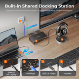 Thunderbolt 4 KVM Switch 2 Monitors 2 Computers 4K@60Hz, HDMI+DisplayPort KVM Switch Dual Monitor for 1 Laptop