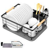 AI CRAFTS Dish Drying Rack with Stone Drying Mat - Dish Strainers for Kitchen Counter - Quick Absorption, Space Saving