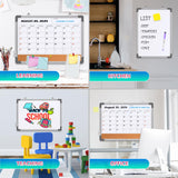 Monthly Calendar Whiteboard Dry Erase Cork Board Combination for Wall, 24"x18" Magnetic Dry Erase Board, Double-Sided White Board, Portable Board for Office, Kitchen, Planning, Memo, School, Home ABERLLS