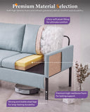 TYBOATLE 51" W Linen Fabric Upholstered Modern Loveseat Sofa Couch for Living Room, Love Seats 2-Seater Furniture w/Iron Legs for Compact Space, Apartment, Bedroom, Dorm, Office, Aqua Blue