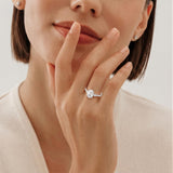 IGI Certificated Oval Moissanite Three Stone Ring, 2CT Silver Size 5.5