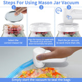Electric Mason Jar Vacuum Sealer Kits for Wide Mouth Regular Mouth Mason Jars and Vacuum Bags, Multi-functional Handheld Vacuum Sealer for Food Storage and Fermentation WAFTING