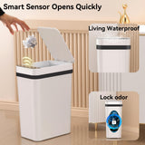3 Pack Bathroom Trash Can 2.6 Gallon Small Touchless Automatic Motion Sensor Trash Cans Slim Waterproof