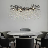 kvtinmty Modern Black Crystal Tree Branch Chandelier,14-Light 40" Black K9 Crystal Chandeliers for Living Room, Round Chandelier for Dining Room,High Ceiling,Kitchen Island,Foyer,Staircase