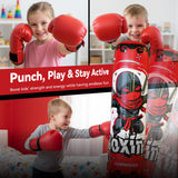 COMMOUDS 67inch Punching Bag for Kids, Inflatable Kids Boxing Set with Gloves, Fast Rebound Punching Bag for Practicing Karate, Taekwondo, MMA, Christmas/Birthday Gift for Boys Girls, Ages 6-14 (Red)