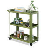 XCX 3 Tier Metal Utility Rolling Cart with Wheels, Green