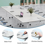 Modular Conference Table, Folding Conference Room Tables with Wheels, Modern Rectangle Training Table with Flip Top