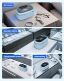 onlikin 45KHz Ultrasonic Jewelry Cleaner, 5 Timer & 3 Power Modes, 35W Retainer Cleaner for Jewelry, Eyeglasses, Rings, Watch Strap, Dentures - Quiet <38dB, 20oz, 304 Stainless Steel Tank(Blue)