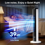 Antarctic Star 37-Inch Bladeless Portable Tower Fan 80°Oscillating,Quiet Cooling with 12H Timer Remote Control, 6 Speed, 4 Modes, LED Display,Standing Fan Powerful for Bedroom Office Dorm,Black White