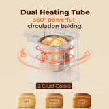 Rosewill 25-in-1 Automatic Bread Maker Machine with 3 Loaf Size up to 2 Lb, 700W High Power Dual Heater Bread Maker with BPA-free Nonstick Coating Pan, Max 15 Hours Delay Timer, Low Noise - Silver