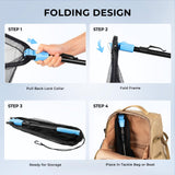 Calamus Triangle Fishing Net, Foldable, Lightweight & Strong Landing Net with Non-Slip Elastomer Handle, Built-in Elastic Lanyard and Belt Clip, Fishing Gear - Gift for Men