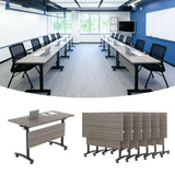 Rolling Mobile Conference Tables Wheeled Folding Modular, for School Classroom, Meeting, Training Seminar, Office Library, 47.2IN Grey 6