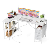 OLIXIS 55" L Shaped Gaming Computer Desk with Drawers and Power Outlet