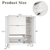 Shoe Cabinet Storage for Entryway with 3 Flip Drawers & Side Cabinet, Fluted Narrow Shoe Organizer with Wooden Leg, Freestanding Shoe Storage Hidden Shoe Rack Organizer for Front Door Entrance, White