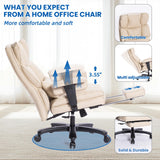 Big and Tall Office Chair with Foot Rest,Heavy Duty Office Chair(Beige)