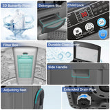 Nictemaw Portable Washing Machine 20Lbs Portable Washer Machine with Drain Pump, 2.8 Cu.ft Washer and Dryer Combo with 10 Programs 8 Water Levels Laundry Machine for Apartments- Slow-Close Glass Cover