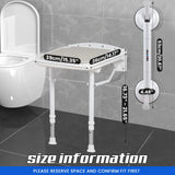 NEWTRY 15" Folding Shower Seat Wall Mounted with Bathroom Grab Bar, 550lb Fold Down Shower Seat Adjustable Height Foldable Shower Chair with Smart Suction Cup Handrail for Home Care & Bathroom