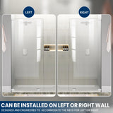 Shower Glass Door Panel, 30" W x 78" H Framless Bathroom Fixed Glass Shower Door Panel Durable 5/16"(8mm) Clear Tempered Door with Fixed Clamps Bathroom Shower Screen (Polished Chrome Finish)