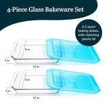 Libbey Baker’s Premium 2 Piece Glass Baking Dish Set, Stackable Casserole Dish with Lid Set, Baking Glassware for Casseroles, Lasagna, Brownies, Cakes