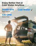 KEMIMOTO Tankless Water Heater Outdoor 1.32GPM with Independent Water Pump，4 Fold Protection, 5L Camping Portable Instant Water Heater for RV, Hunting, Off-grid living