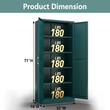Polup 71" Green Metal Kitchen Pantry Storage Cabinet with Doors and Shelves