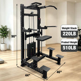 Commercial Dip & Chin Assist Machine with 220LBS Counterweight, Pull Up Assist Station Upper Body Workout Equipment with Adjustable Handles, Multi-Grip Chin Up Bar for Home Gym or Rehabilitation