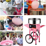 ZHAIUPON Cotton Candy Machine Commercial with Cart, 110V Electric Pink Cotton Candy Maker with Stainless Steel Bowl, Drawer for Family Party, Birthday