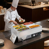 VEVOR Commercial Food Warmer, 1500W Electric Stainless Steel Steam Food Warming with Lid, Fast Heating Countertop Buffet Bain Marie with Six 1/3 Size Food Pans, for Catering, Restaurant and Party