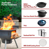Multifunction Wood Burning Stove with Grill Rack,Large Portable Charcoal Grill,Rocket Stove for Outdoor/Backyard Cooking,Off Grid Living Supplies