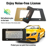 Matte Black License Plate Frames- Rustproof Aluminum Metal Car Tag Holder, 2 Pack Front Rear Slim Holder with Mounting Hardware- Screws, Caps