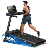 MERACH Incline Treadmill with Incline 6%-15%, 7-Layer Belt 300LBS Capacity Tredmill Foldable Handle Running Treadmills for Home