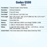 McAuley Labels GoDEX G500 4” Thermal Label Printer – 203 DPI Dual Mode (Transfer & Direct) UPS Label & Barcode Printer for Shipping & Inventory