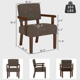 FAGAGA Accent Chair, Armchair with Solid Wood Frame and Legs, Brown