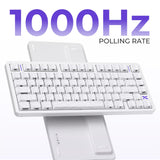XVX L75 Air Low Profile Mechanical Keyboard Wireless w/Pro V2 Push‑Pull Fast‑Locking Aviator Coiled USB‑C Cable-White