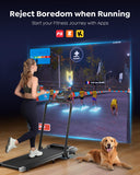 Acezoe Walking Pad Treadmill with Incline and Handle Bar, 2 in 1 Foldable Treadmills for Home Small Office, 300lbs Portable Compact Under Desk Treadmill with Remote Control, LED Display and Apps