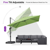 PURPLE LEAF Patio Umbrella Outdoor 10' x 10' Square Easy Setup Apple Green