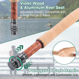 Goture Fly Fishing Rod and Reel Combo with Gear Case, 9FT #5 Carbon Fly Rod, Violet Hardwood Reel Seat, Pre-Spooled Reel, Fly Line, Flies and Carry Bag Complete Starter Kit C1