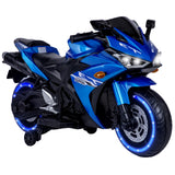 Kids Electric Motorcycle, 12V Kids Ride on Car LED Lights, Music Player & Horn with Training Wheels, Pedal, MP3, USB Port, Electric Motorcycle for Children Ages 3+, Gift for Boys & Girls（Blue）