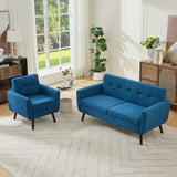 Tbfit Mid Century Modern Sofa Couch, Blue, Loveseat & Accent Chair