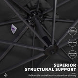 PURPLE LEAF Patio Umbrella 9' x 11.5' Rectangle All-Day Shade Control Black