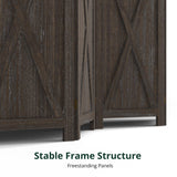 4 Panel Folding Room Divider, Solid Wood Privacy Screen, Freestanding Partition Wal