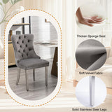 SSLine Faux Stone Round Dining Table Set for 4 w/Velvet Chair,Mars Pattern