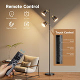 Jeagop LED Tree Floor Lamp, 2500LM Super Bright Standing Lamp with Remote & Touch Control, 4 Color Temperatures, 3 Rotatable Lights, Modern Dimmable Floor Lamps for Living Room Bedroom Office