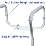 Carex Toilet Safety Rails, Adjustable and Detachable Toilet Safety Frame with Handles for Elderly, Handicap, or Disabled, Heavy-Duty Non-Slip Bathroom Grab Bar, with Padded Handles and Aluminum Frame