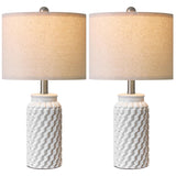 USumkky 20.5" White Modern Ceramic Bedside Lamps Set of 2, Small Table Lamp for Bedroom Decor Farmhouse Nightstand Lamp for Living Room Office