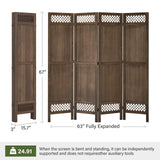Privacy Screen Room Divider Panel - Real Wood Folding Partition Room Dividers, No-Assembly Required