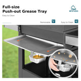 MFSTUDIO 4 Burners Propane Gas Grill and Griddle Combo with Side Burner, 2 in 1 Griddle Grill and Porcelain-Enameled Cast Iron Grates, Black